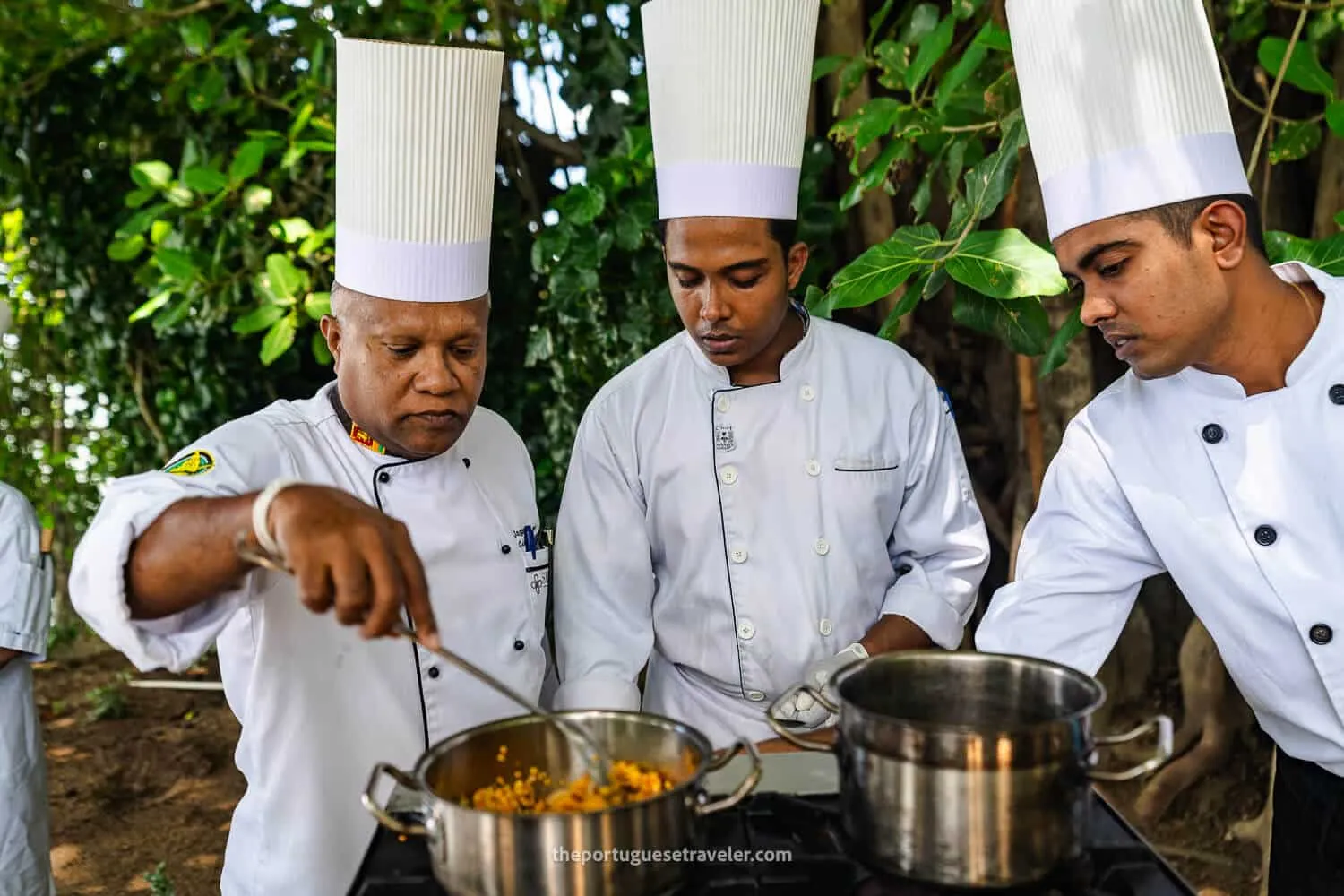The chef preparing the dahl at the cooking class in Yala, not in Galle