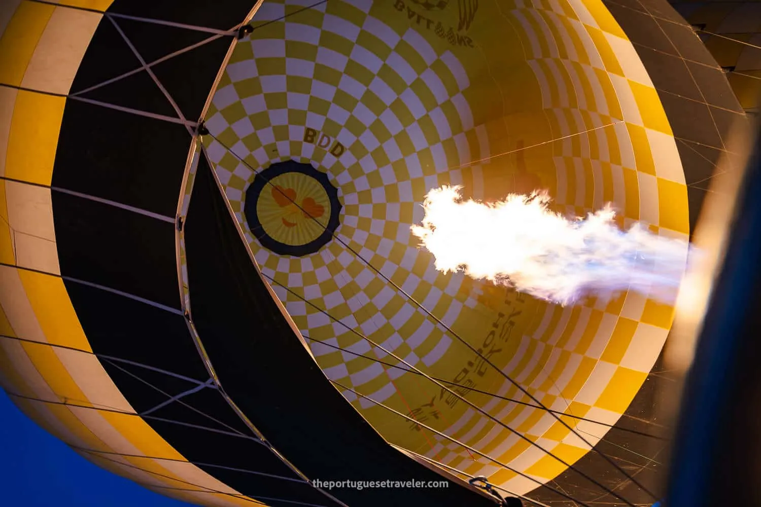 The burst of fire slowly lifting our balloon
