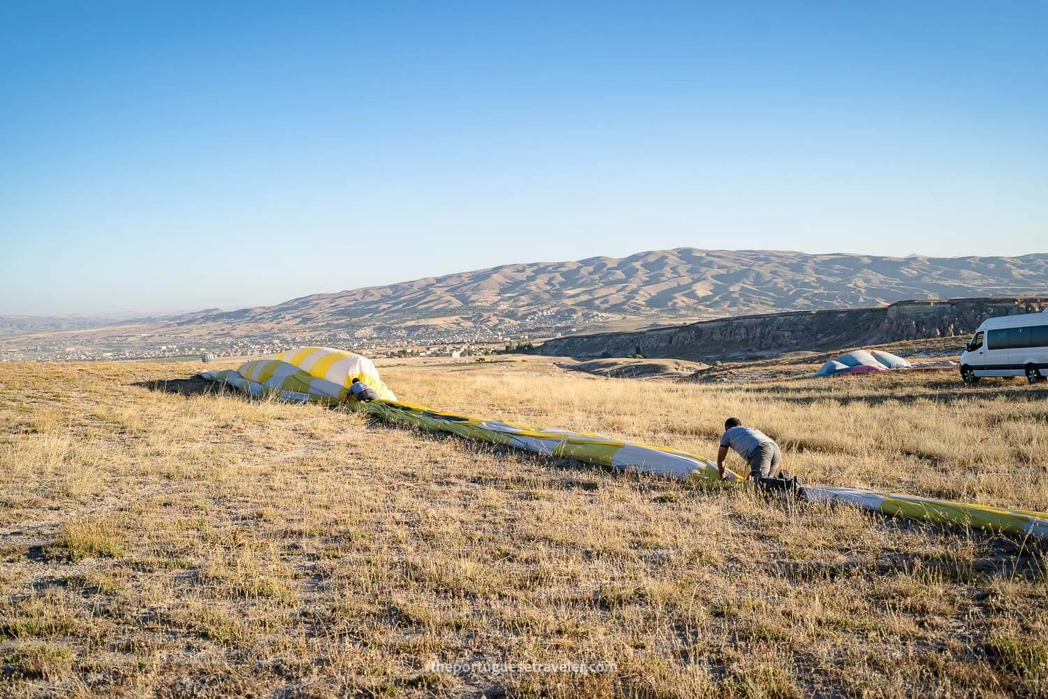 Deflating our balloon after landing