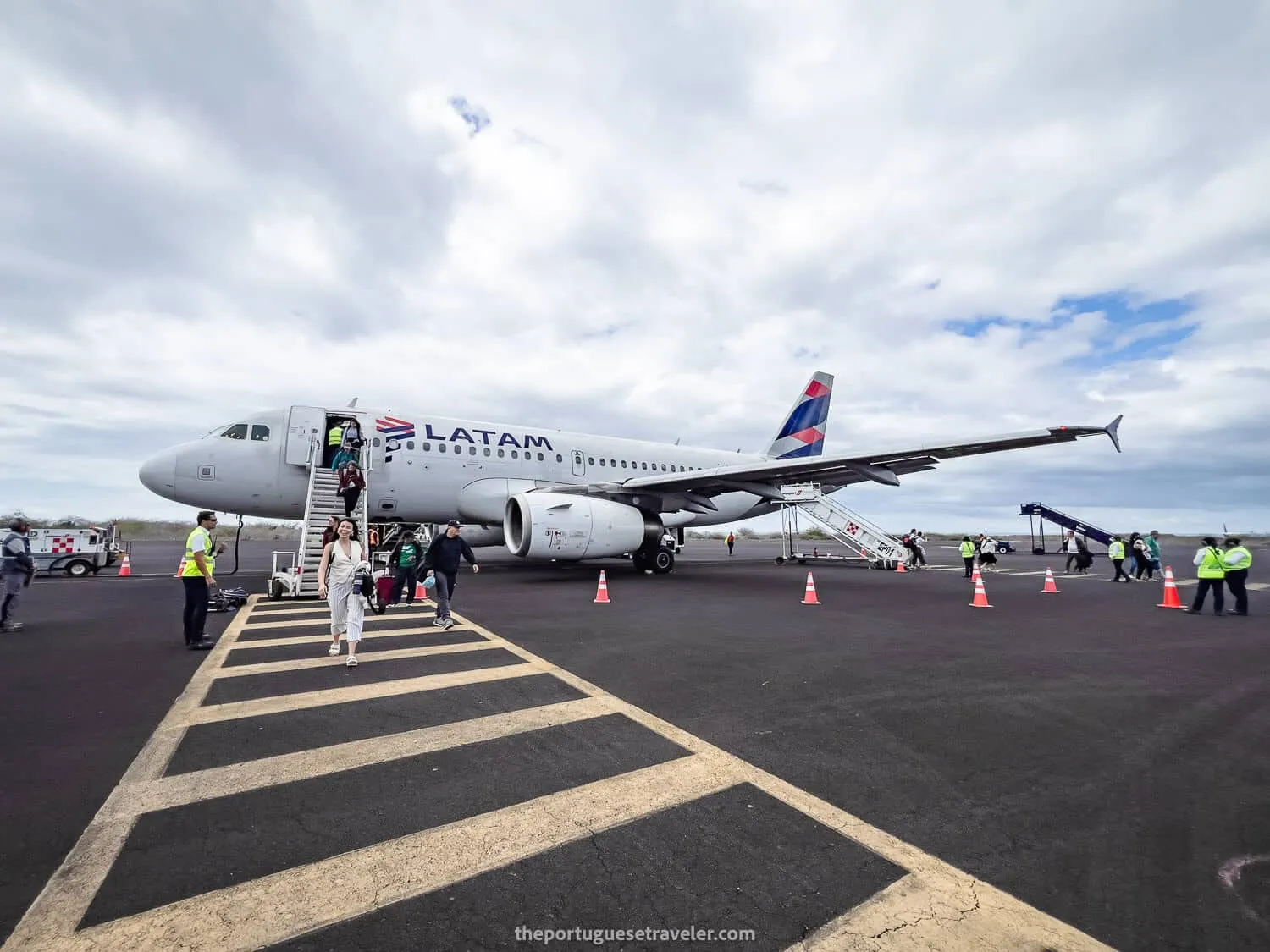 Arriving at San Cristobal airport with Latam
