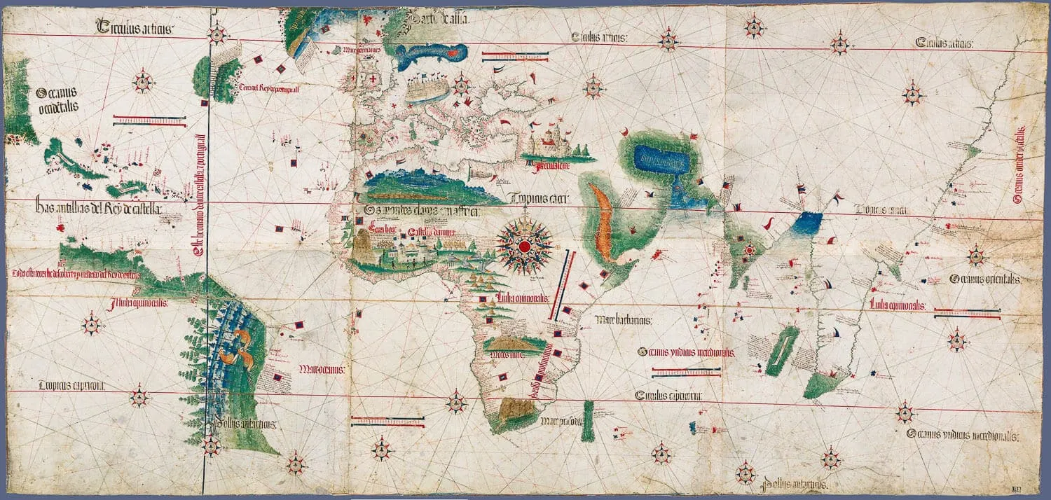 The Cantino planisphere (1502), Biblioteca Estense, Modena, Italy