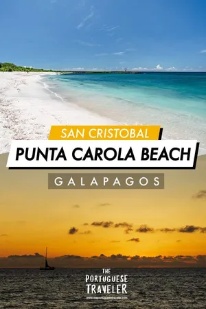 Punta Carola Beach in San Cristobal, Pinterest pin