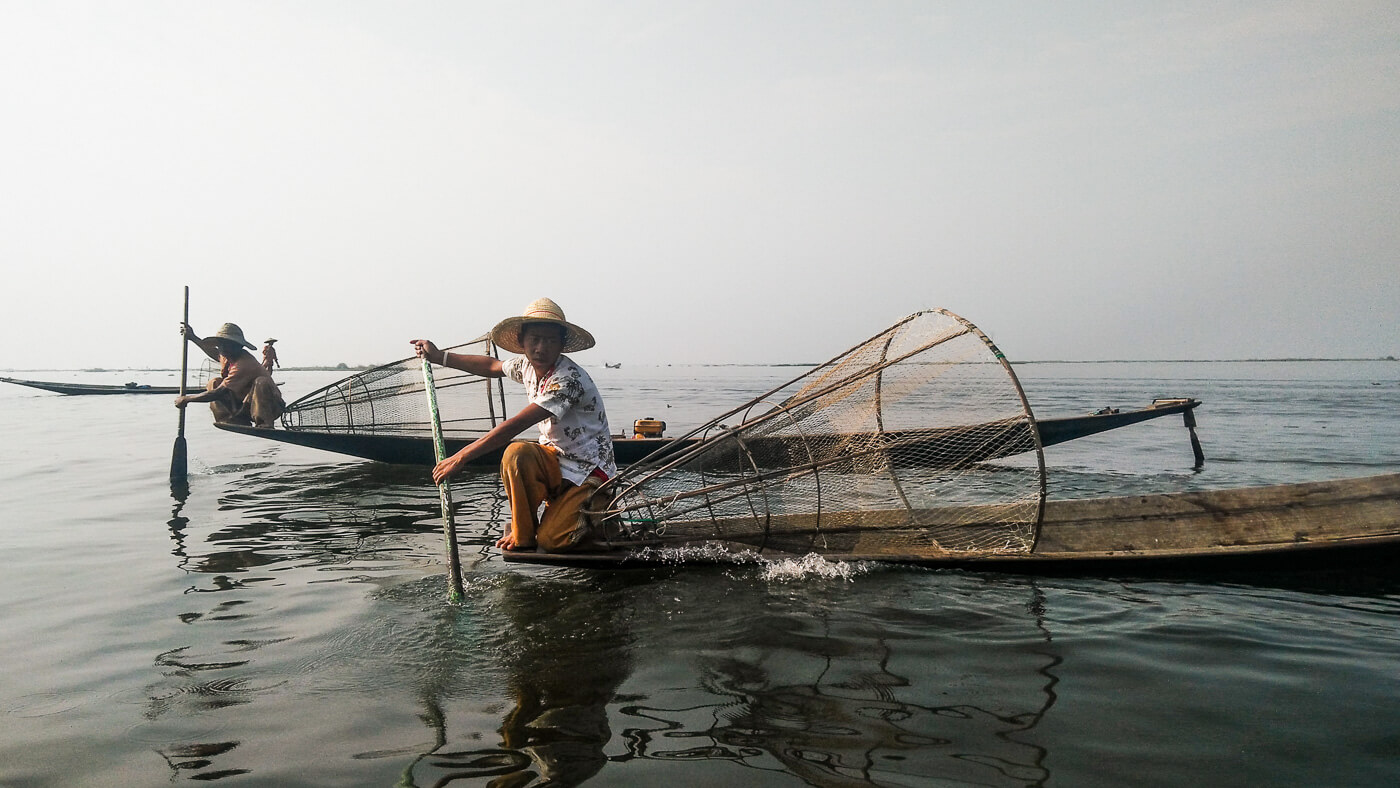 Traditional Fisherman Posing in Inle Lake, Myanmar