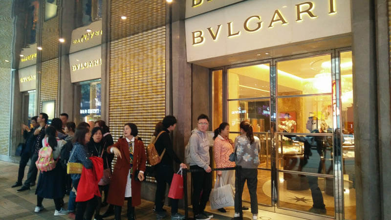 Bulgari Shop Queue in Hong Kong, China