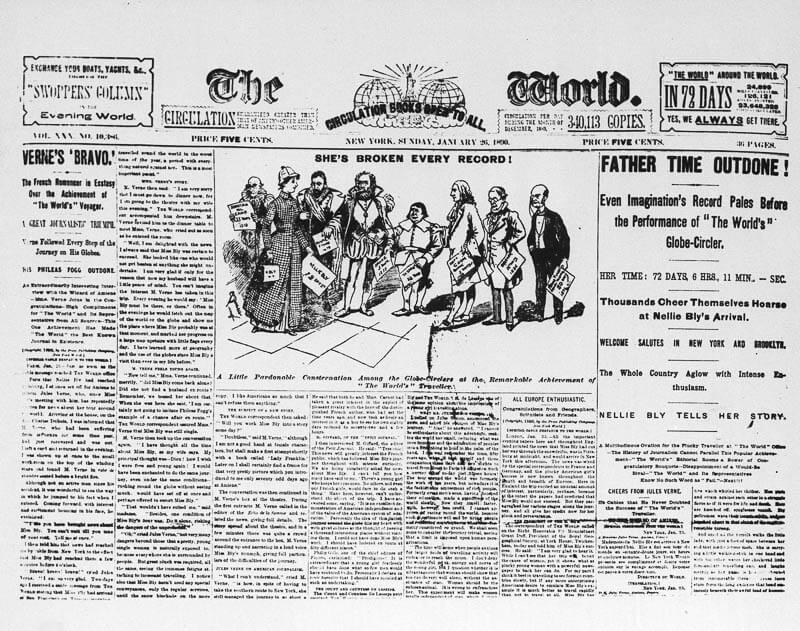 Front page of the The World, January 26, 1890: ‘She’s broken every record