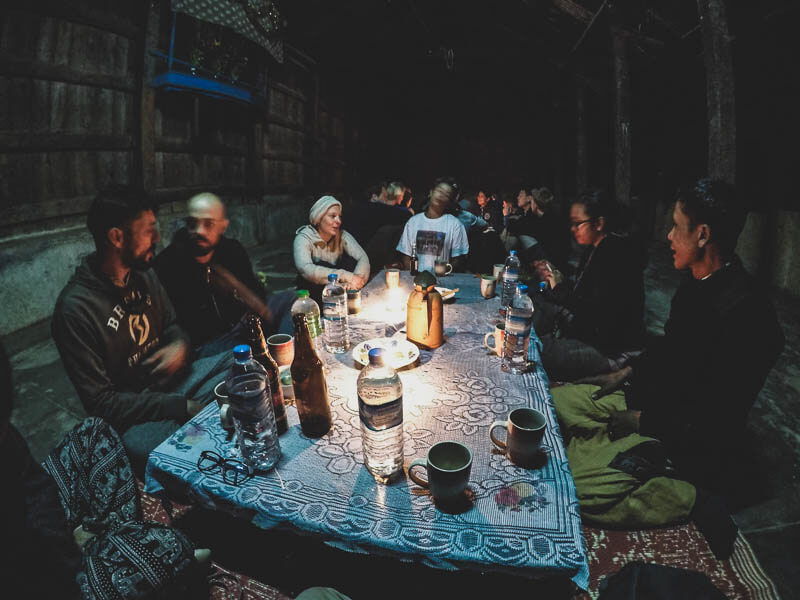 Group Dinner at Kalaw Hike at the Hti Thein Monastery in Myanmar