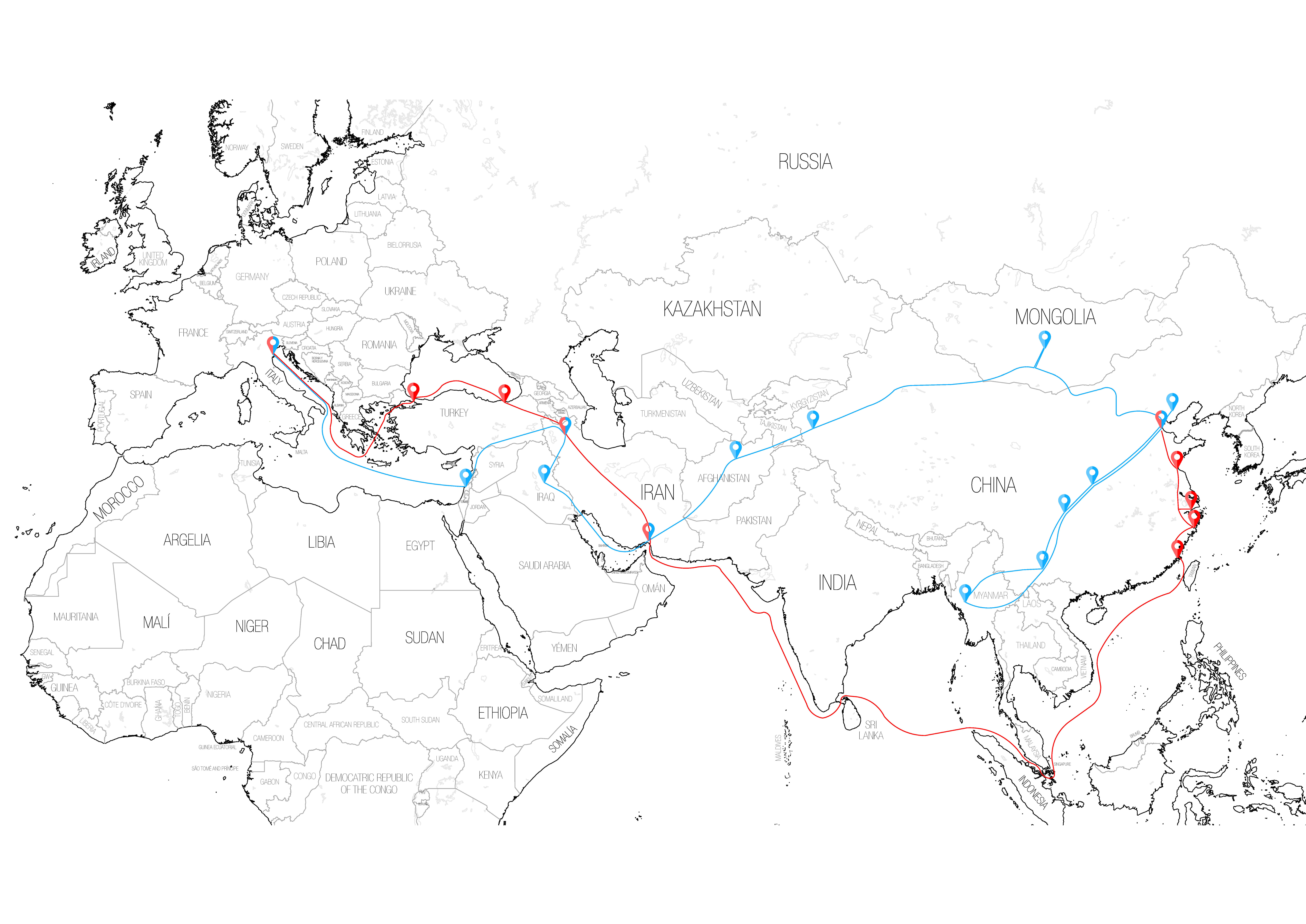 Marco Polo Route Map Trip around the World