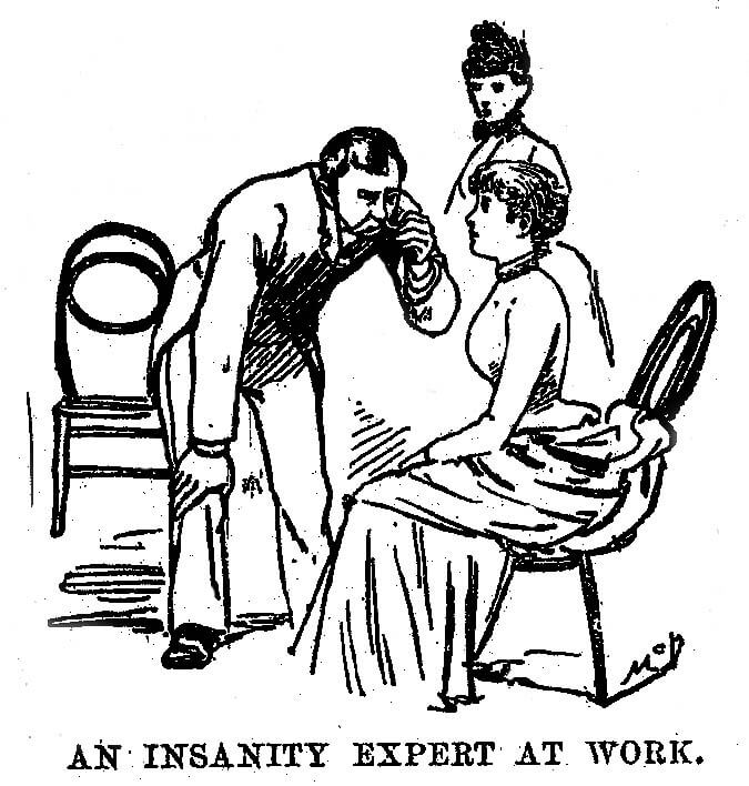 Nellie Bly being examined by a psychiatrist