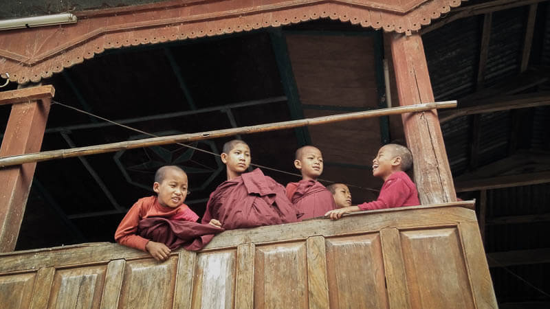 Novice Kid Monks at the Hti Thein Monastery on Kalaw Hike, Myanmar
