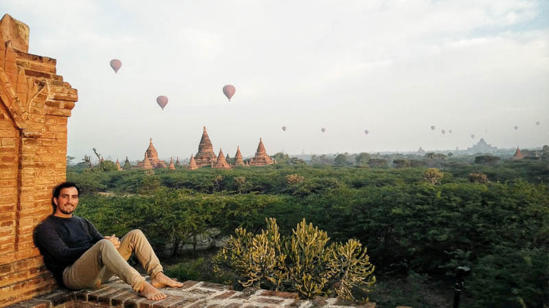 Sunrise with Hot Air Balloons in Old Bagan, Myanmar