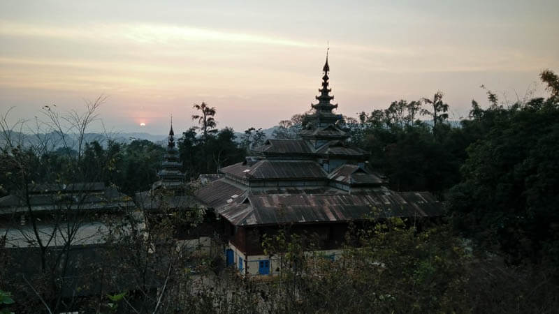 Sunset at Hti Thein Monastery in Kalaw Hike, Myanmar