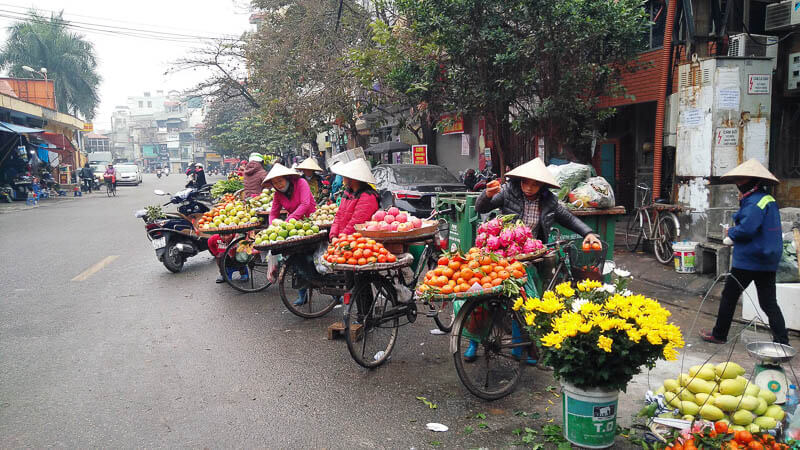 Traditional Bicycle Fruit vendors of Hanoi, Vietnam
