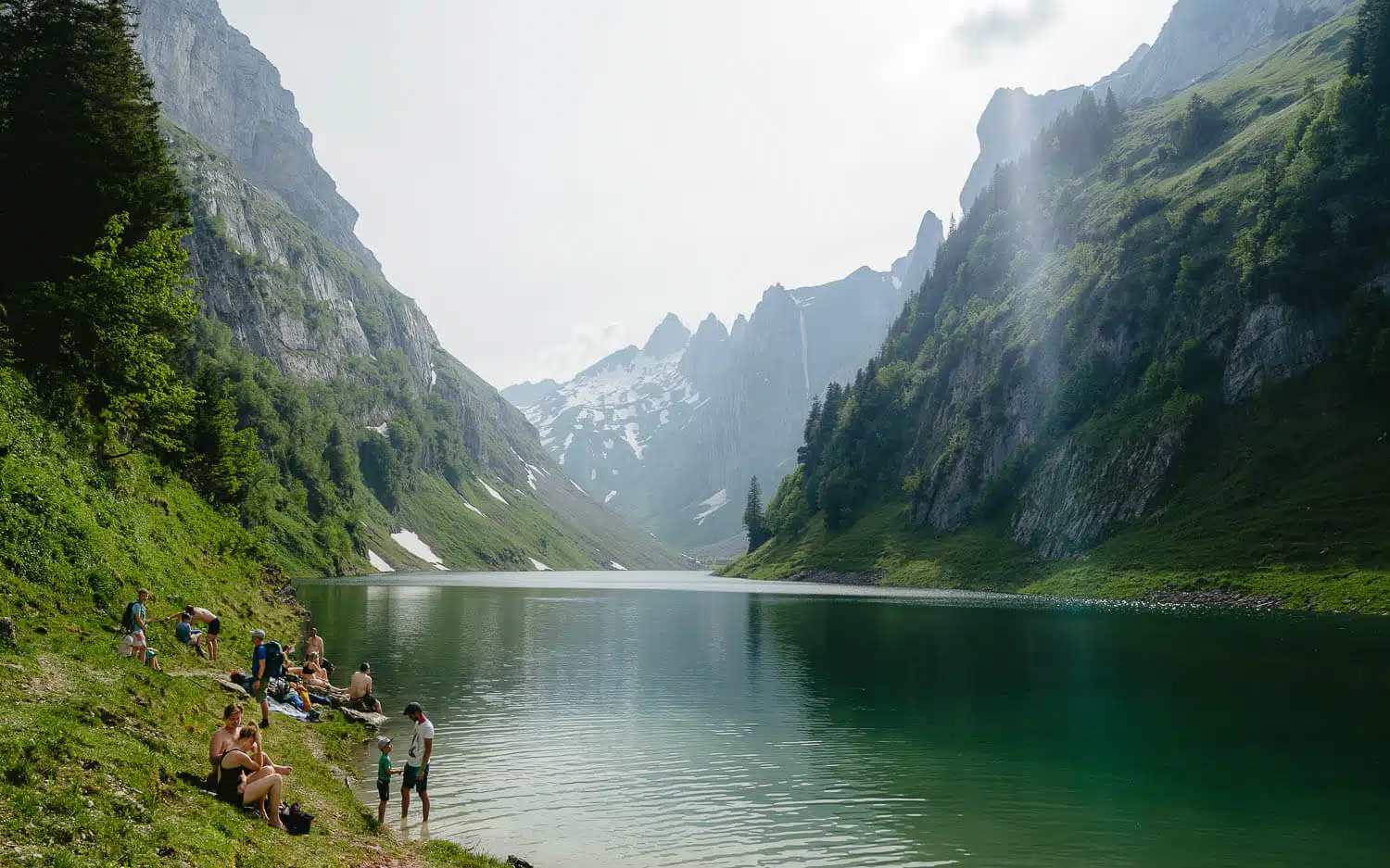 People Swimming in Fälensee Lake