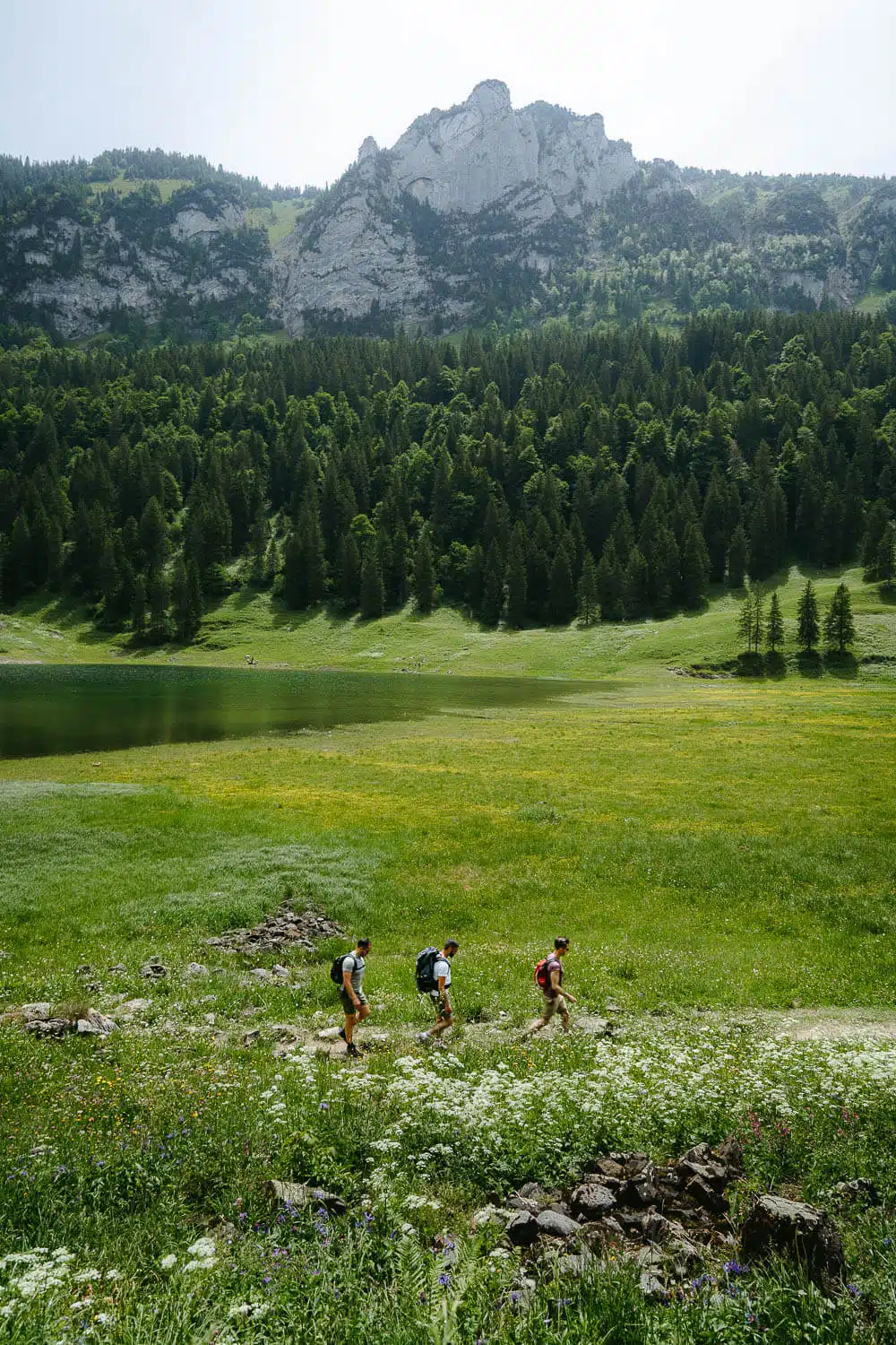 Hikers right after the Sämtisersee