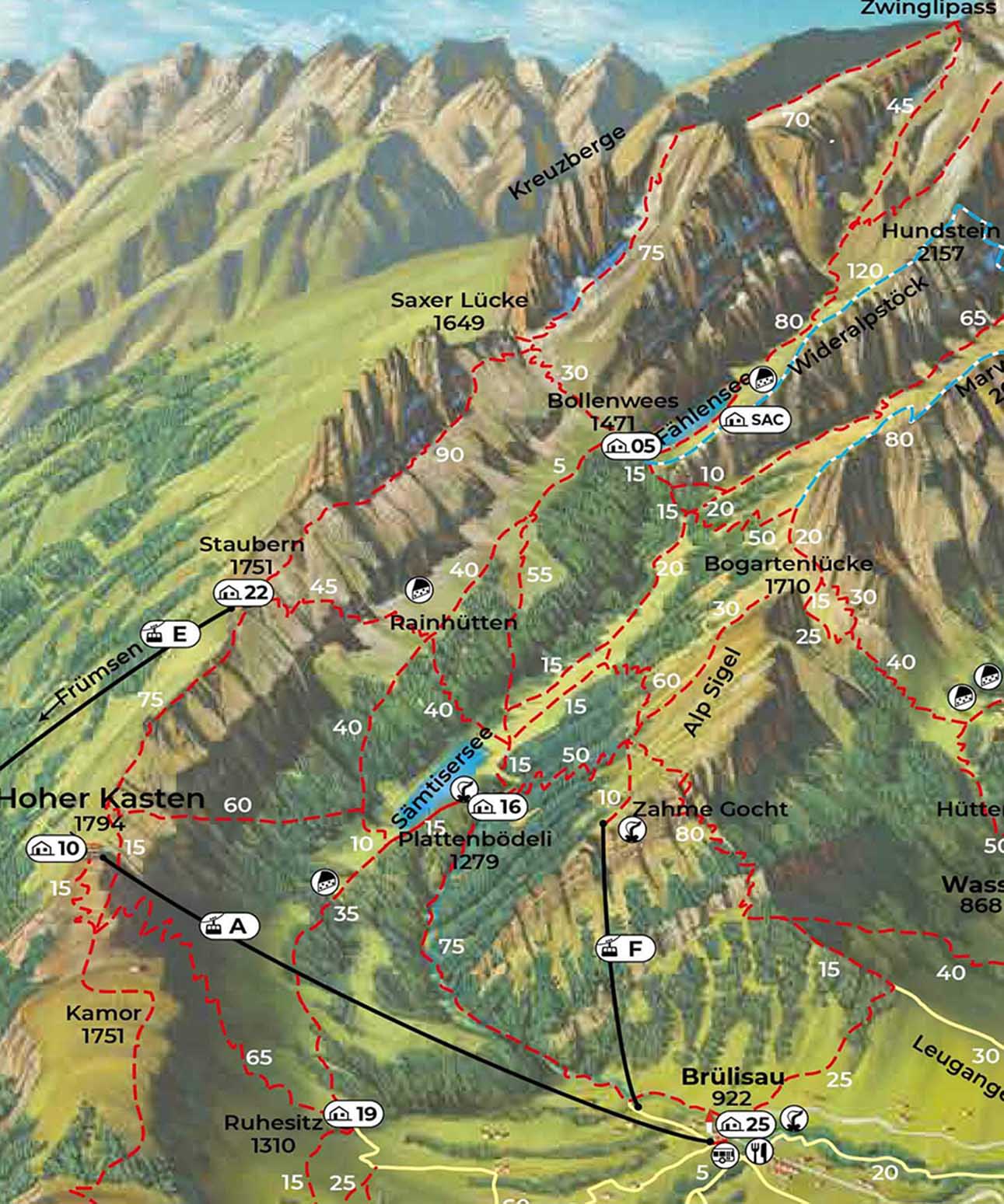 Saxer Lücke Hike Map
