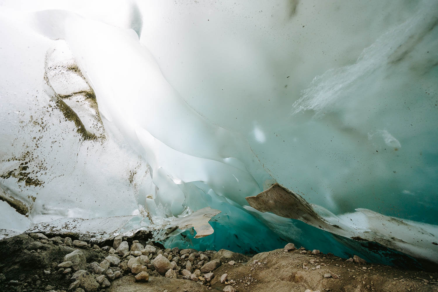 Blue-iced cave inside Aletsch Glacier
