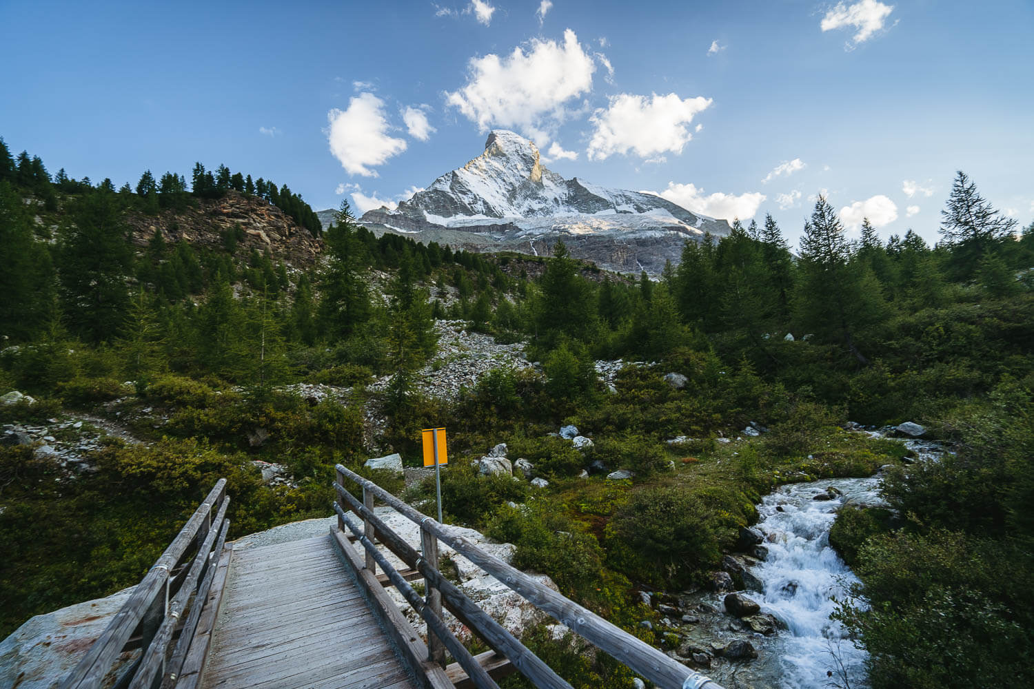A bridge and glacier river on Edelweisweg
