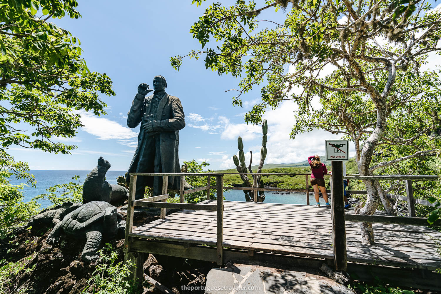 Darwin's Statue at Muelle Tijeretas Viewpoint