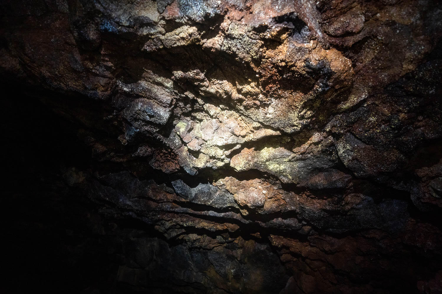 The golden interior of the volcano