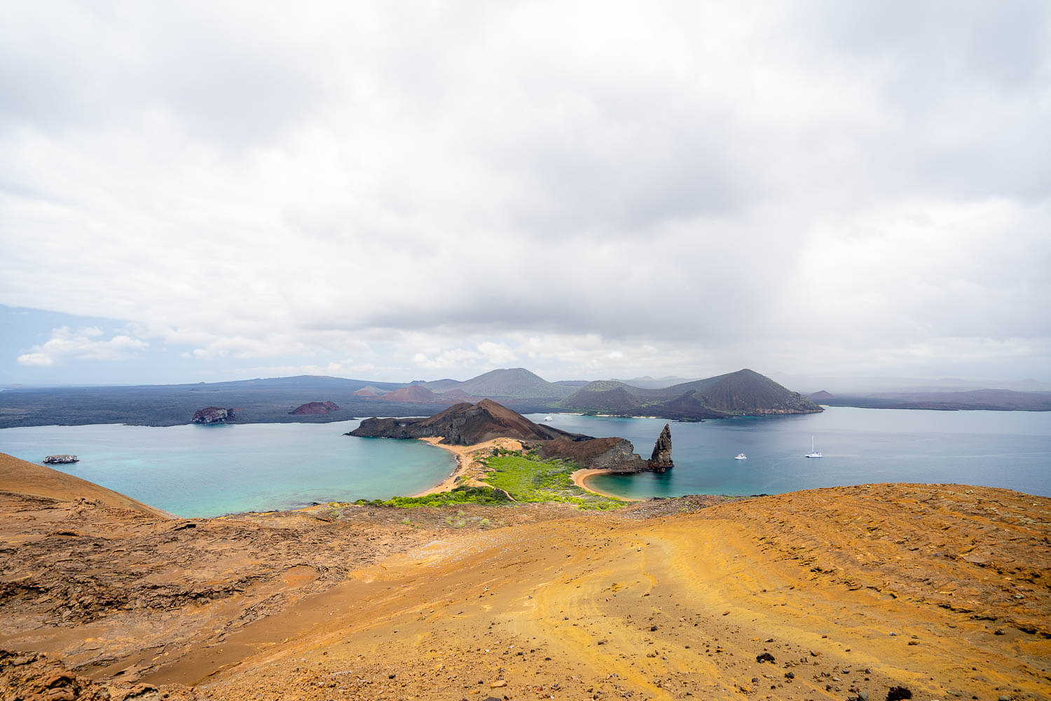 The view from the viewpoint in Bartolome Island