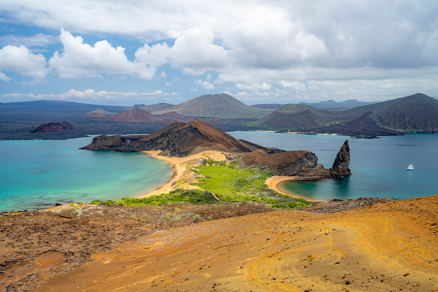 The viewpoint at Bartolome Island, one of the best Galápagos Islands tours and one of the best beaches.