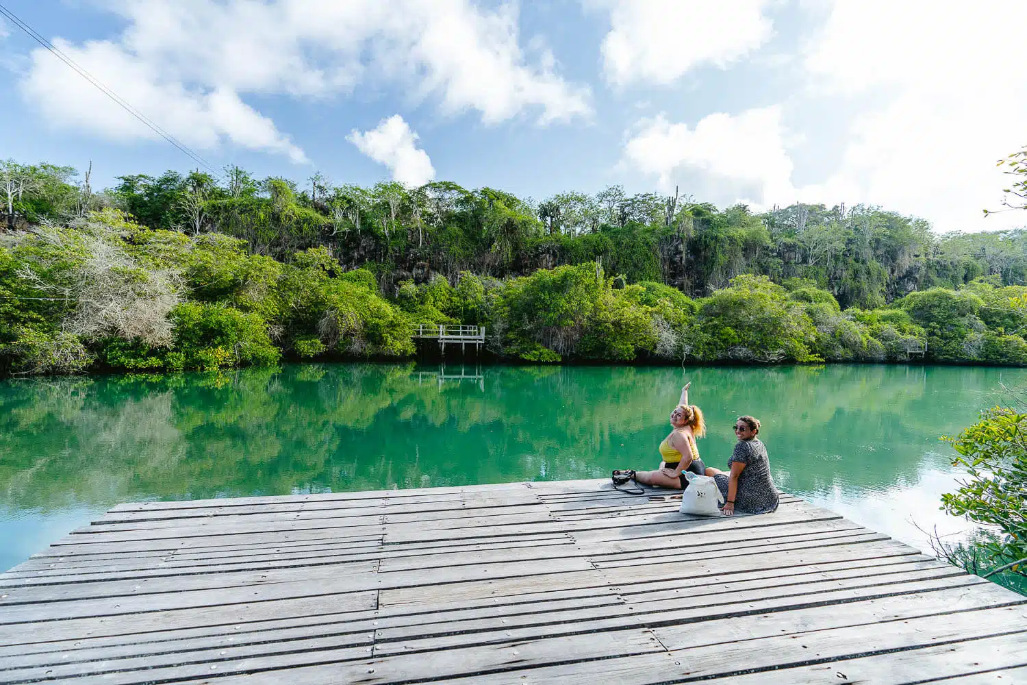 Maayan and Tal at the Lagoon in Santa Cruz, Galápagos