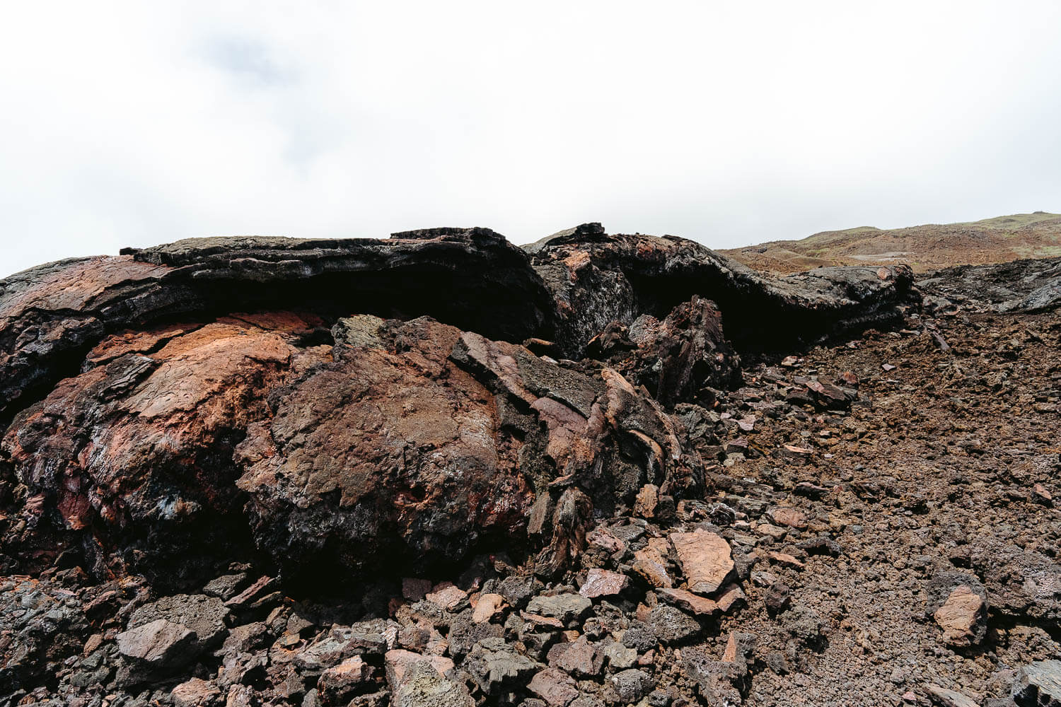 Collapsed lava structure with lava inside