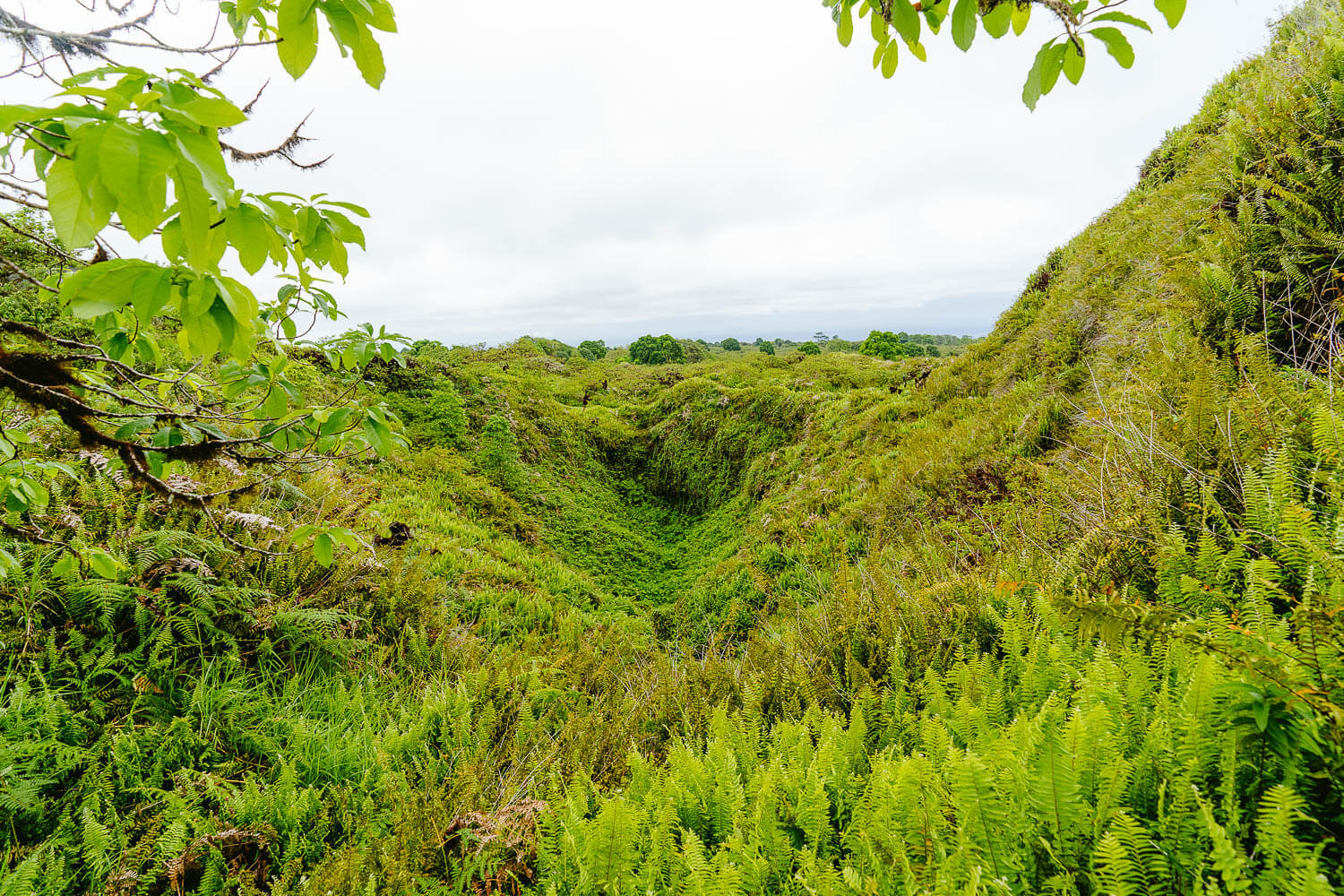 The view to one of the three pits from the Trillizos Volcano