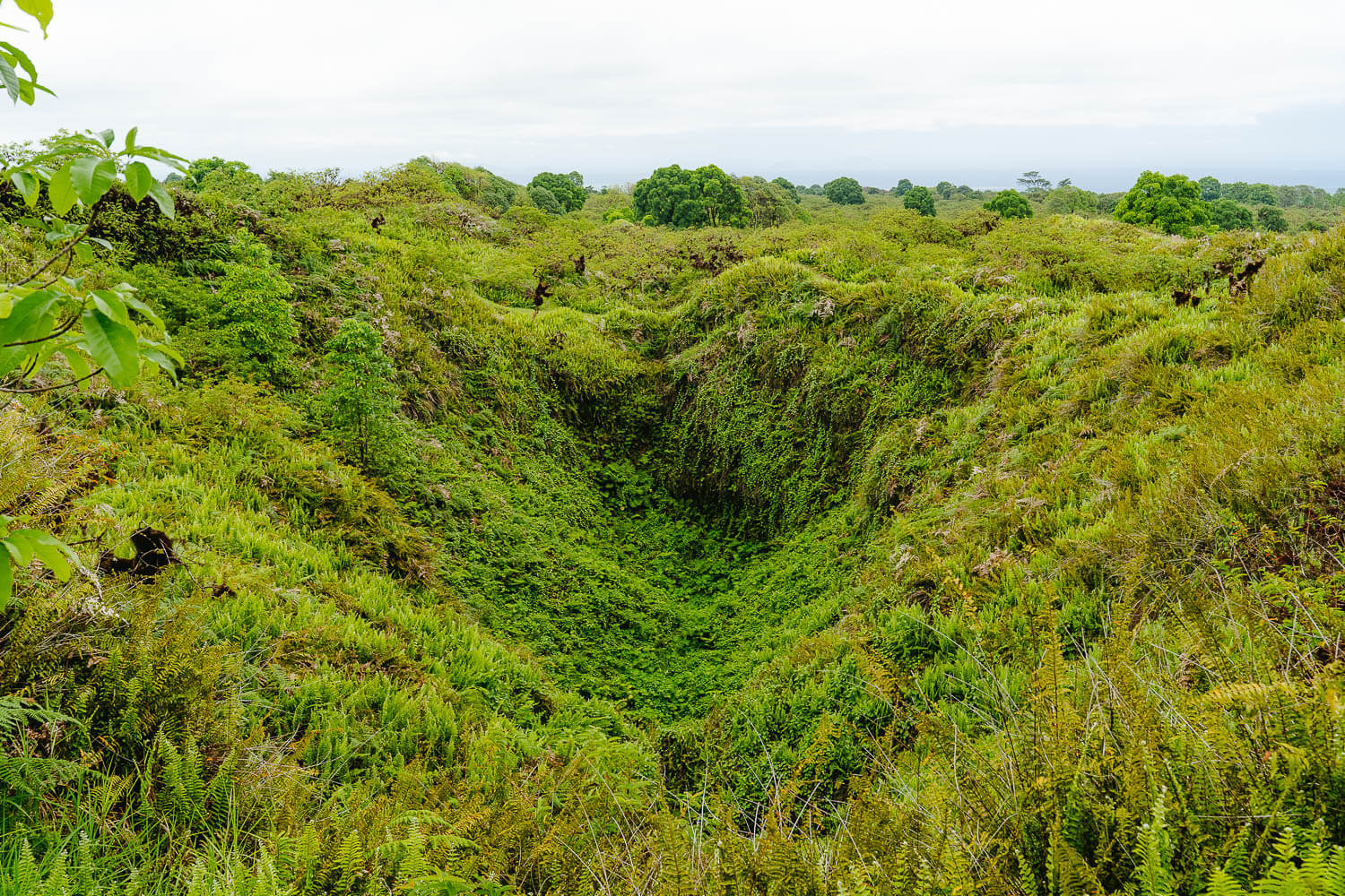 The view to one of the three pits from the Trillizos Volcano