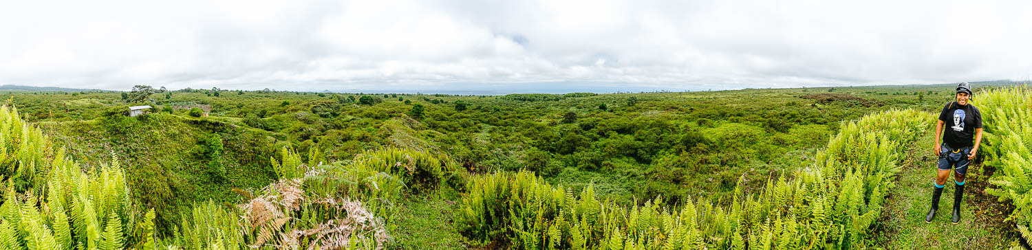 A panorama of Trillizos Volcano farm with Jhan