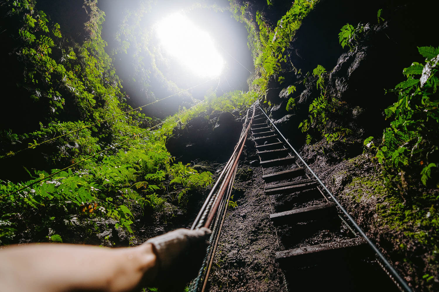 Going down Trillizos Volcano