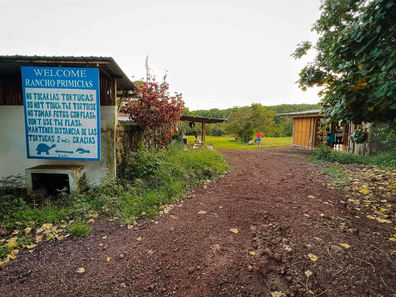 Entrance to Las Primícias giant tortoise reserve