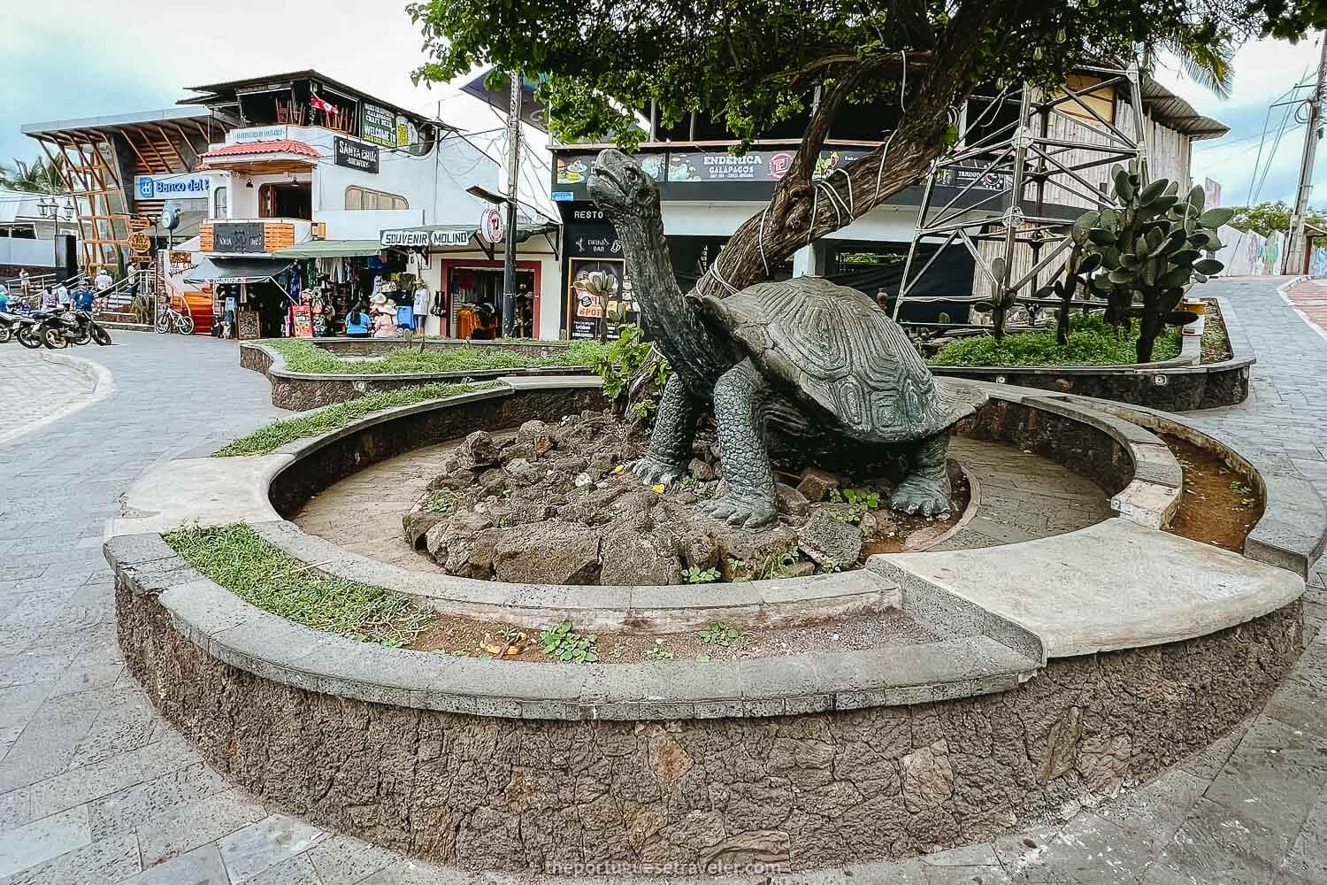 Lonesome George's statue at Puerto Ayora's downtown, Santa Cruz, Galápagos