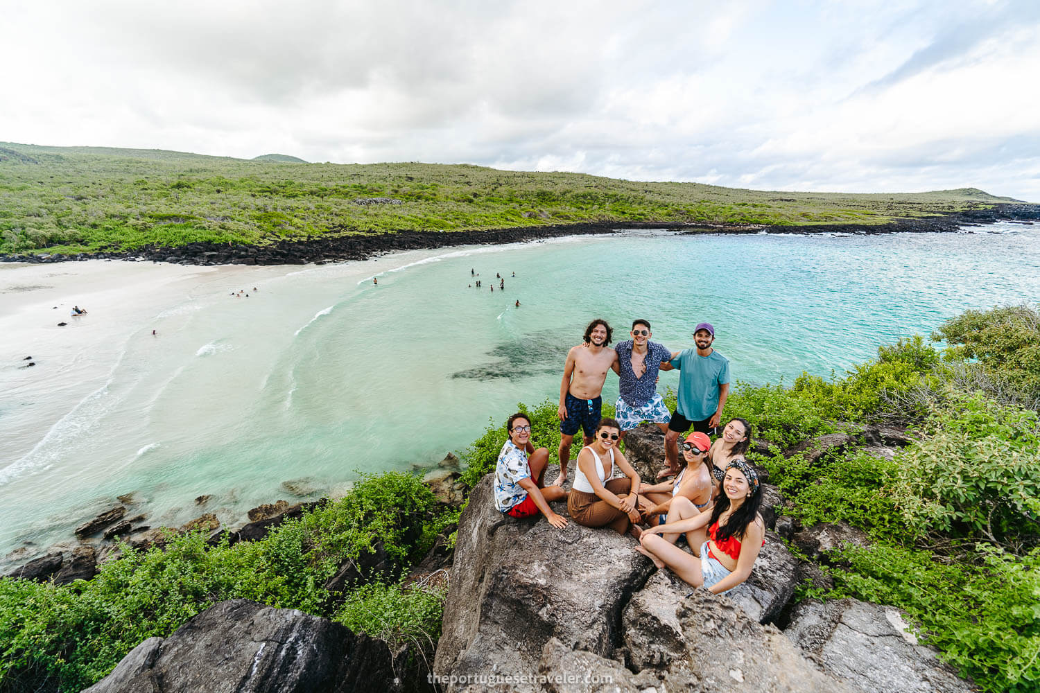 My friends at Puerto Chino beach viewpoint in San Cristobal, Galapagos