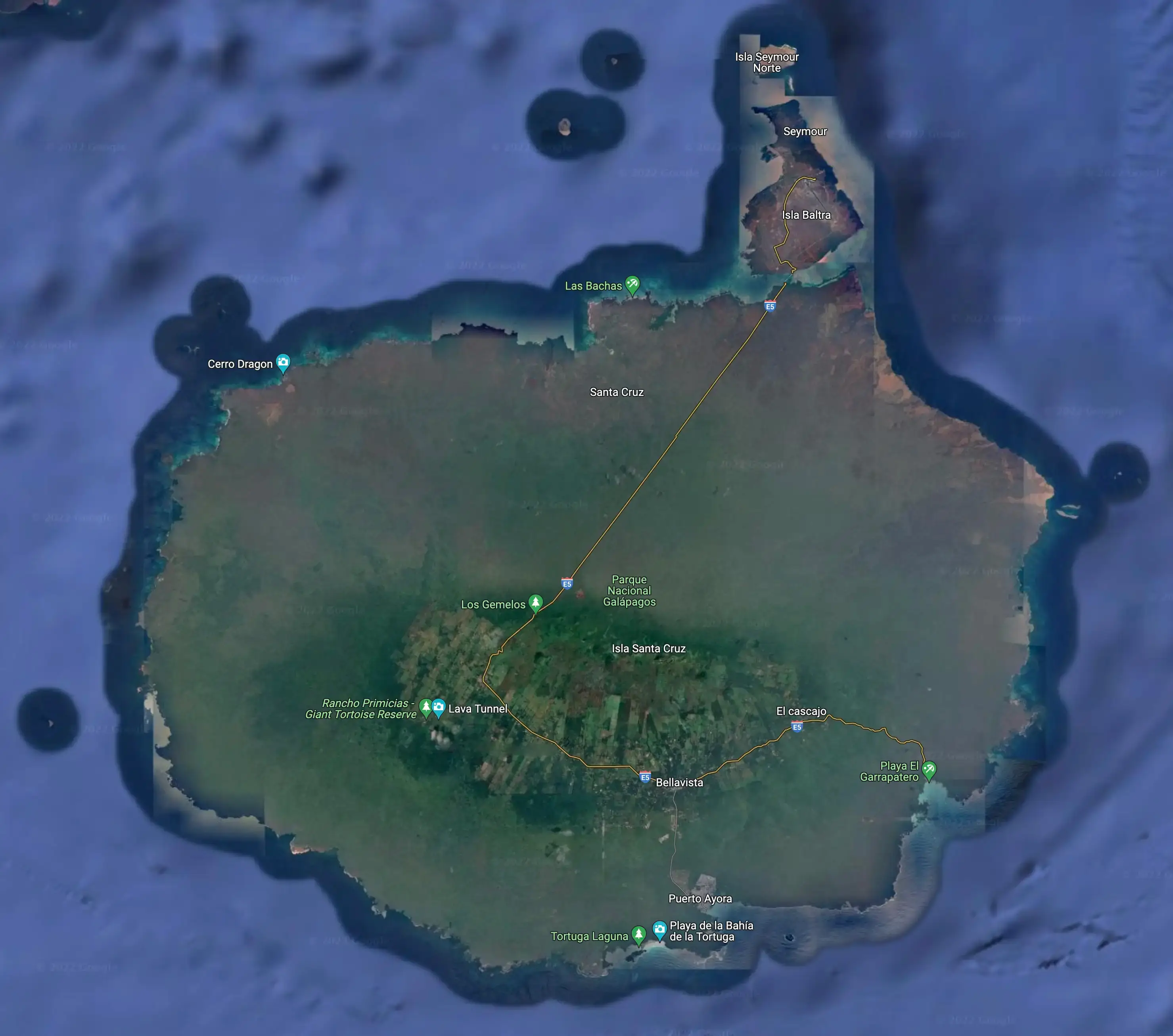 Map Of Santa Cruz, Galápagos