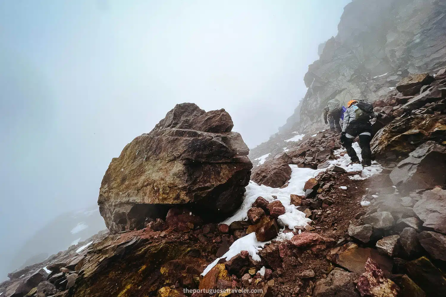 Trying to survive the canaleta section of Carihuairazo