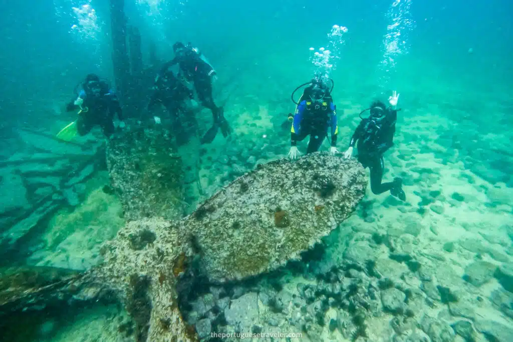 The propeller of the Carawa SS wreck in San Cristobal, Galapagos