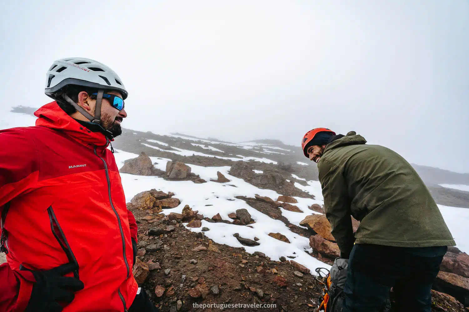 Leandro and Miguel getting ready for the snow part