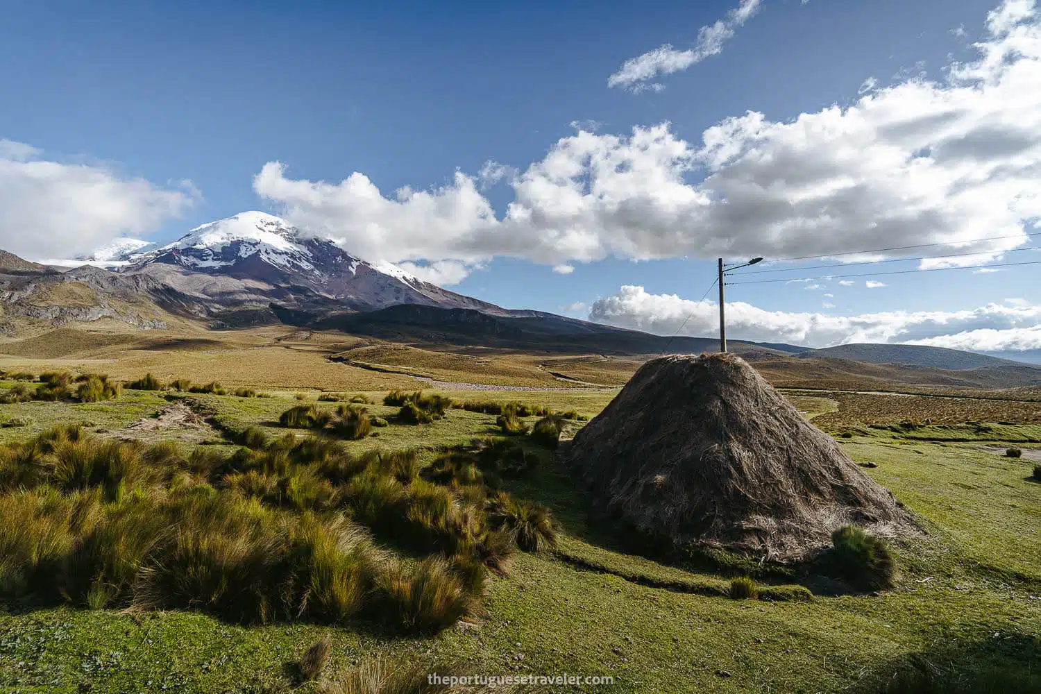 The Choza where we slept and Chimborazo