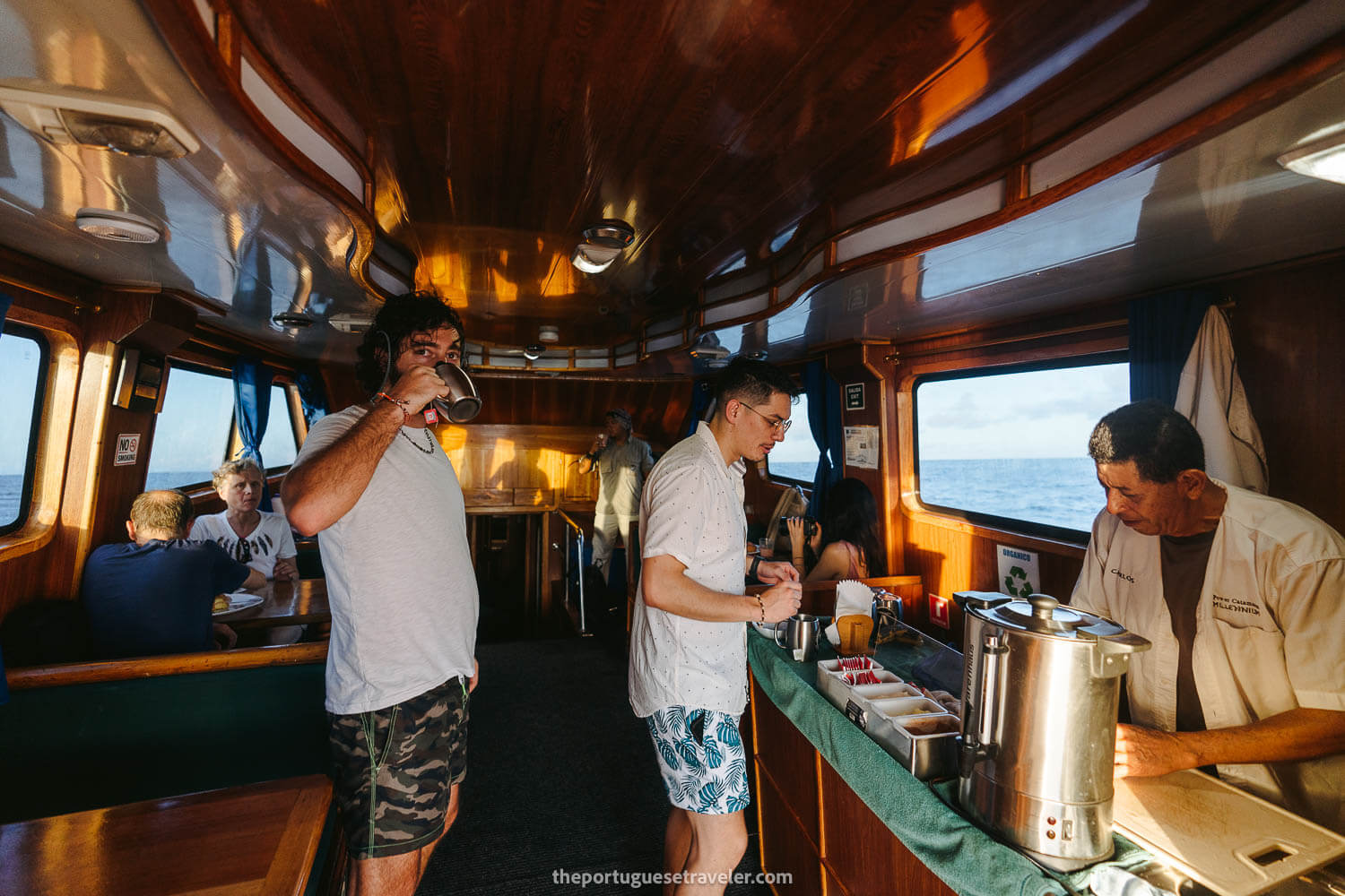 Breakfast inside the boat