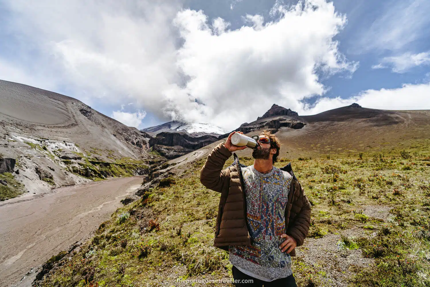 Miguel refreshing himself before the big climb