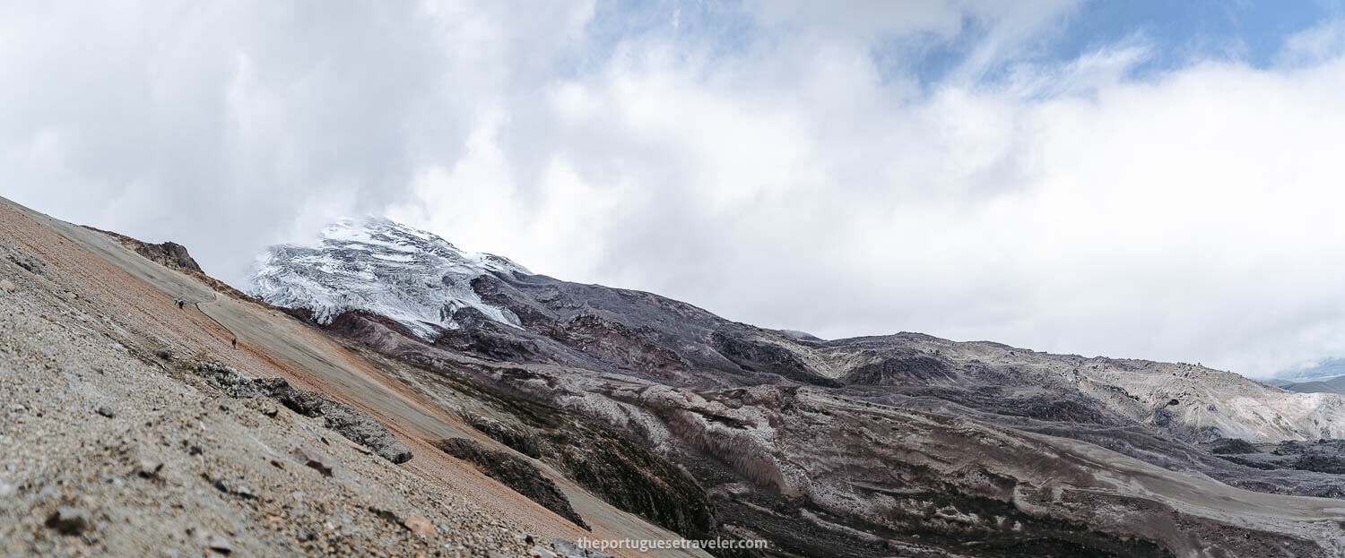 A panorama of the Cotopaxi Volcano South Face glaciers
