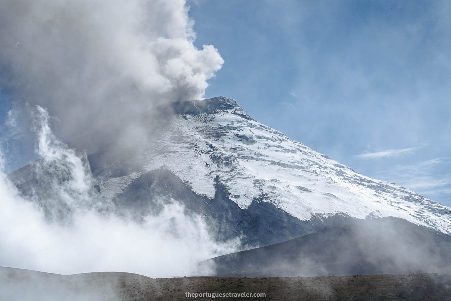 The Cotopaxi Volcano in eruption (South Face)