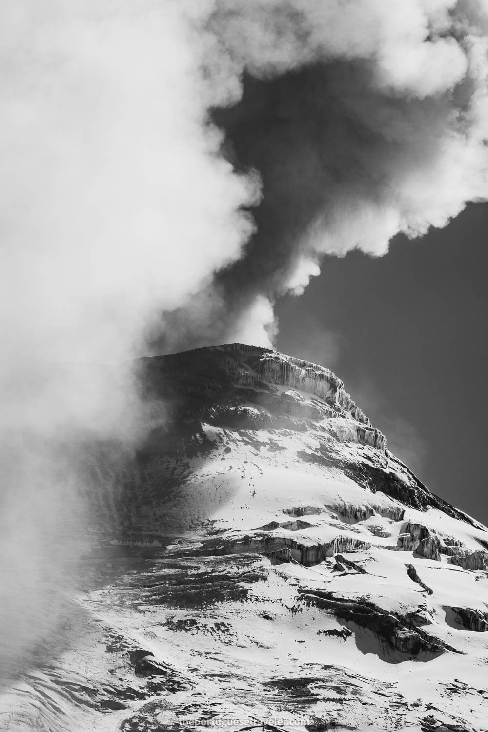 Cotopaxi Volcano erupting seen from the South Face