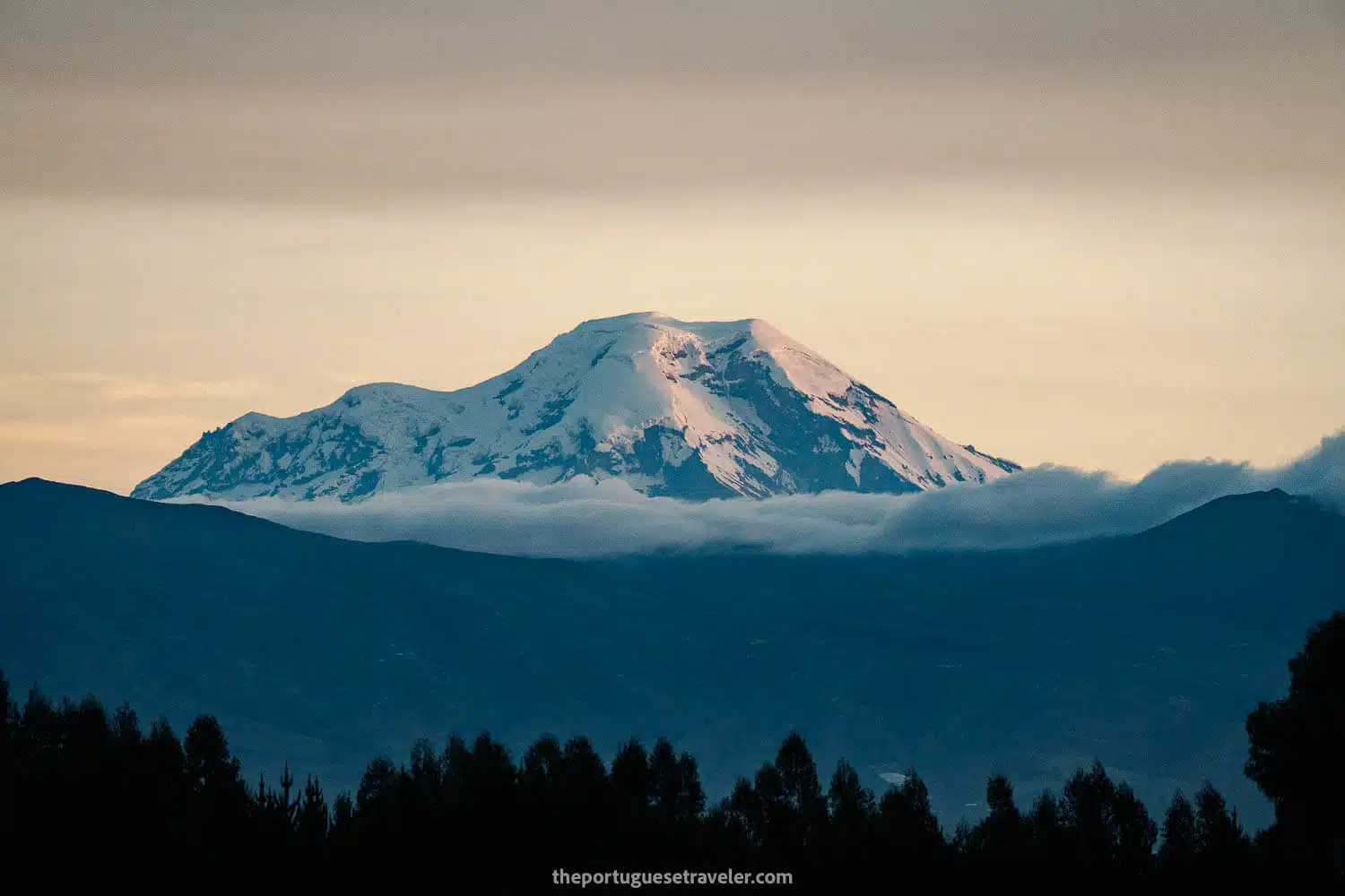 Chimborazo Volcano seen from the beginning of the Morurco 360 hike