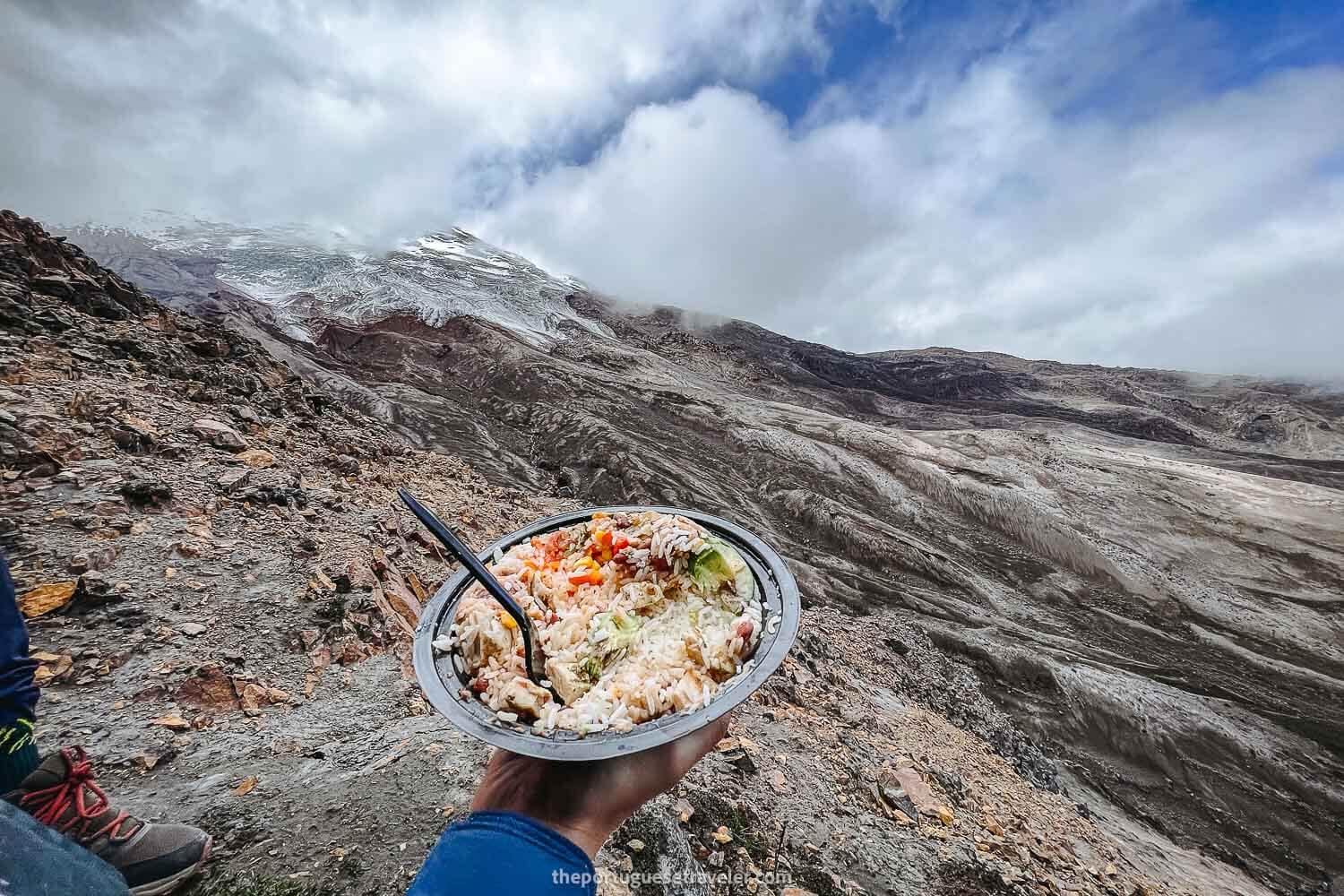 Having lunch with a glacier view