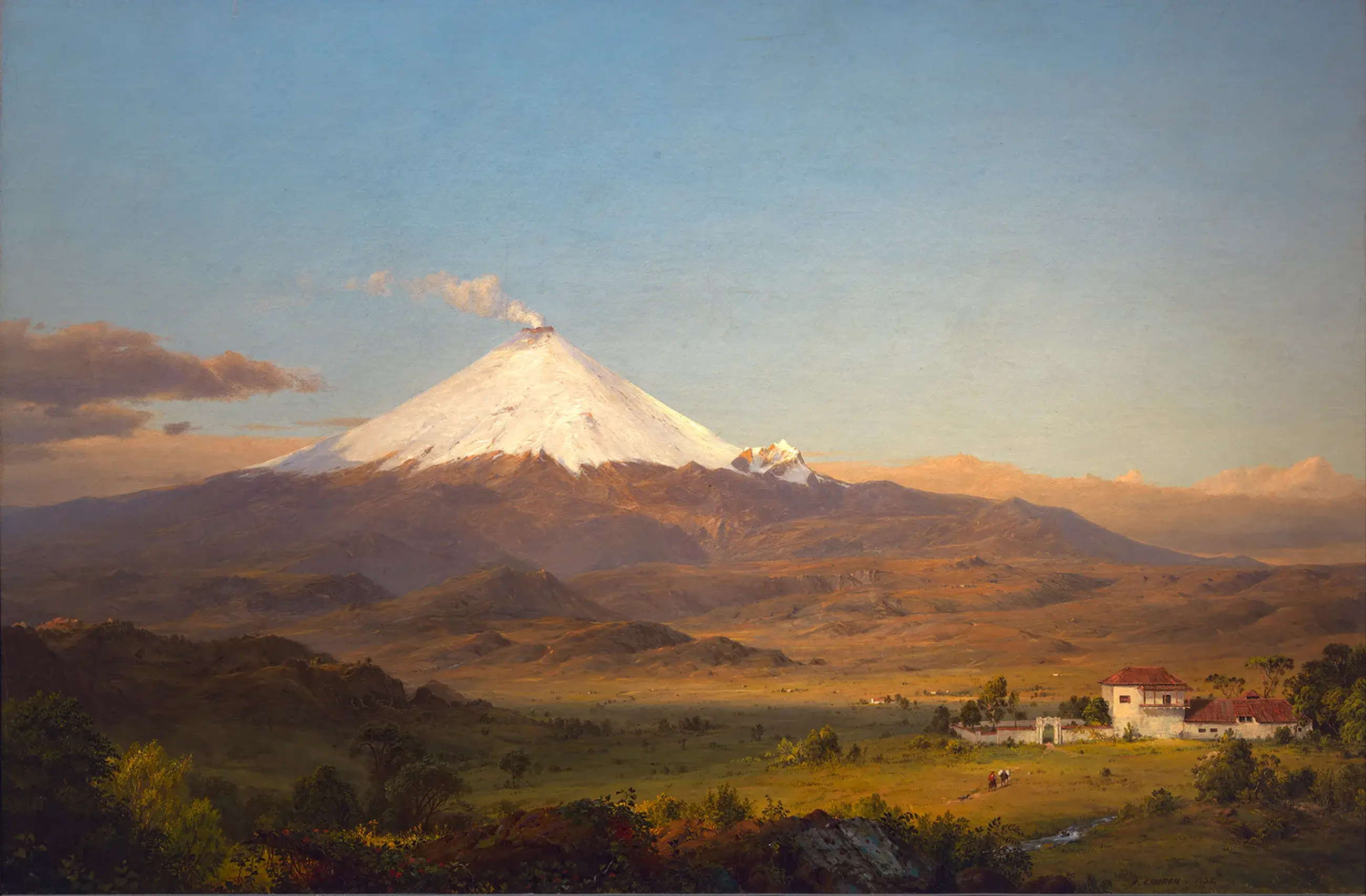 Cotopaxi Volcano with Morurco Mountain - Painting by Frederic Edwin Church, 1855