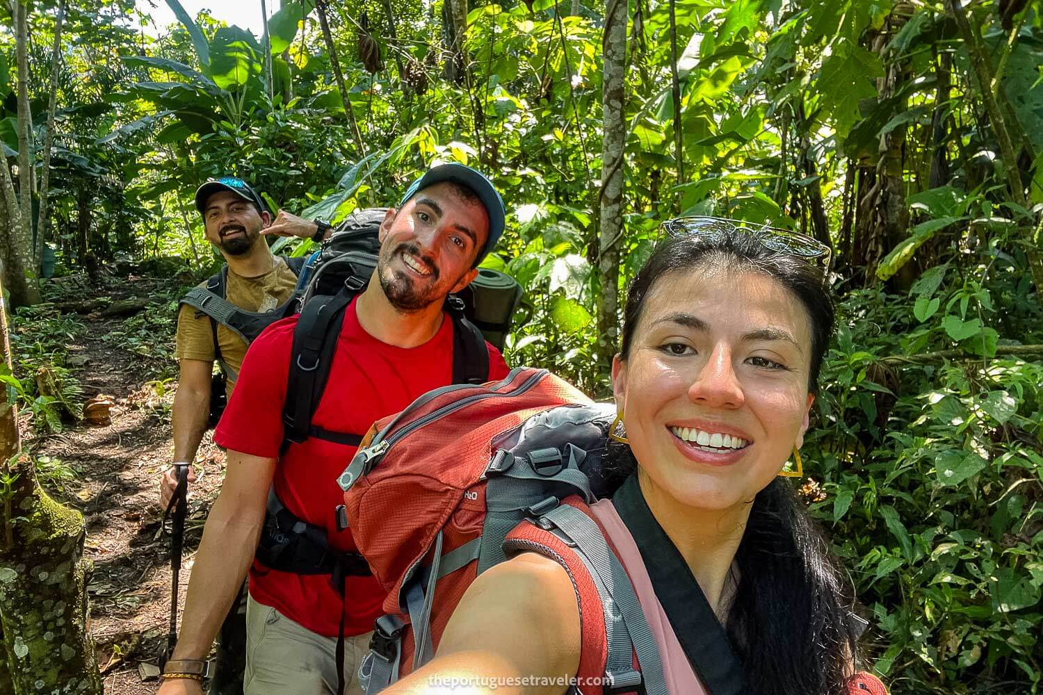 Me, Jhos and Leandro on our way up the jungle to the Shuar community, on the Cueva de Los Tayos expedition.