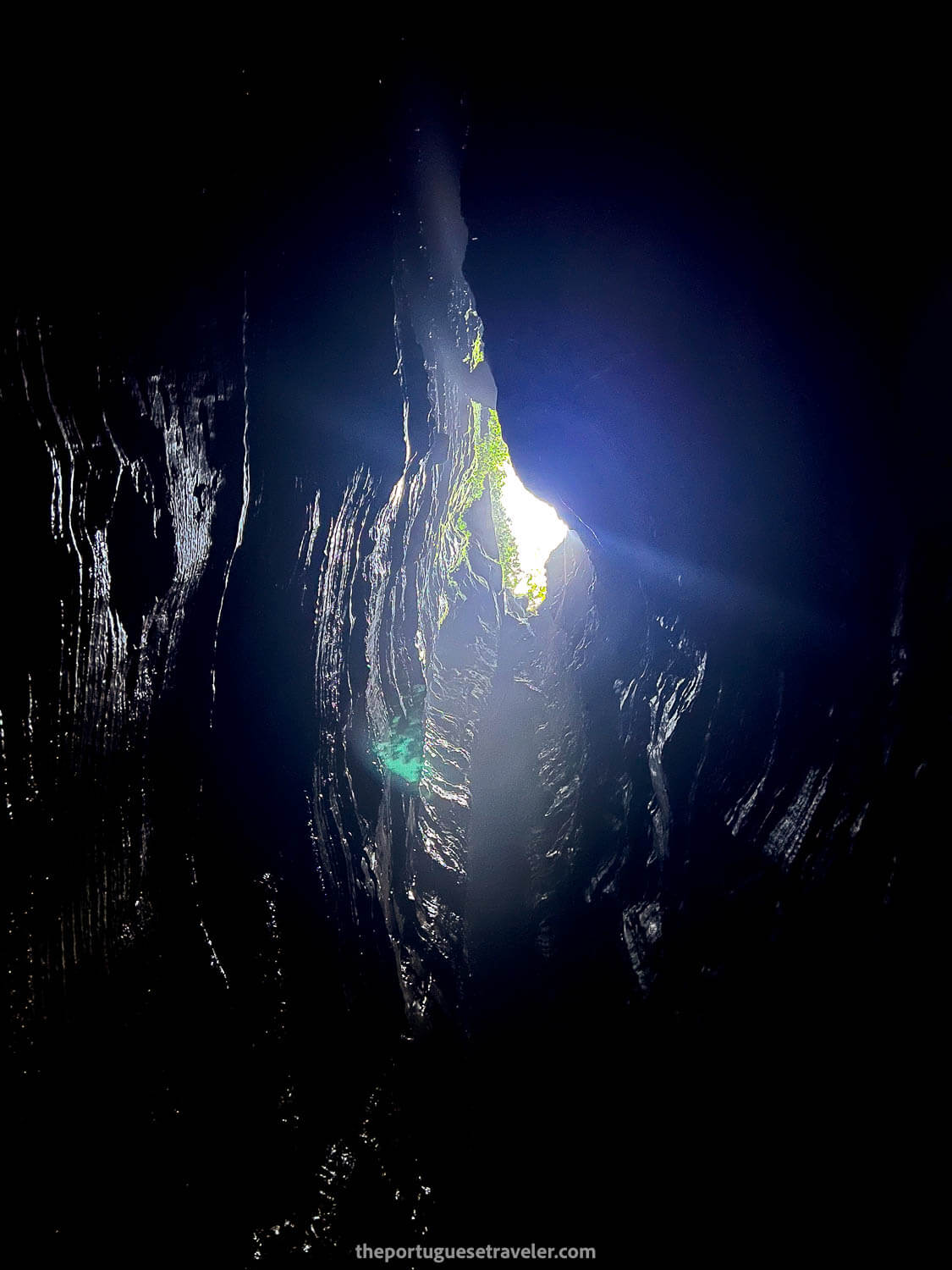 The view up from inside the cave, on the Cueva de Los Tayos expedition.