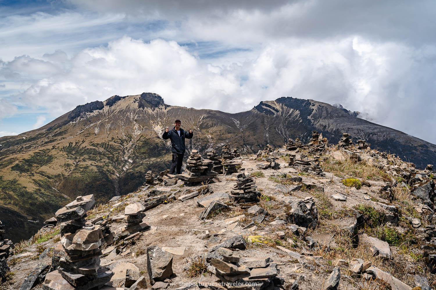 Dani, from Mauna Expeditions in Cerro Ladrillos with Guagua Pichincha behind